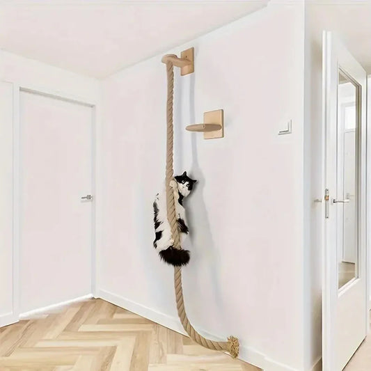 🧗 Franklin's Pick: Wall-Mounted Cat Climbing Rope - Ultimate Space-Saving Vertical Playground - Purrfect Pet Kingdom