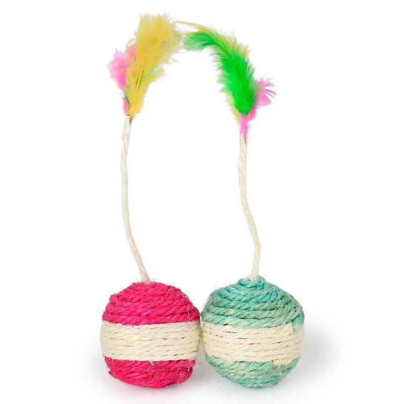 1Pc Sisal Cat Scratching Ball – Interactive Feather Toy for Kittens - WTN Essentials