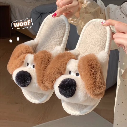 🐕 Winter Dog Cartoon Couple Slippers - Matching Plush Paradise for Cozy Couples