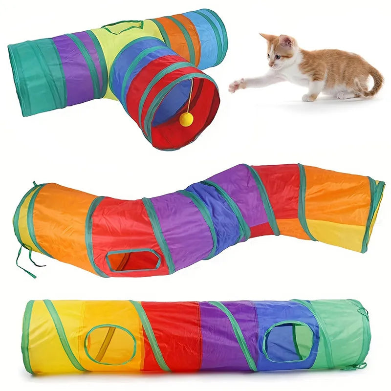 Foldable Cat Tunnel Toy – Breathable Indoor Play Tunnel for Cats - WTN Essentials