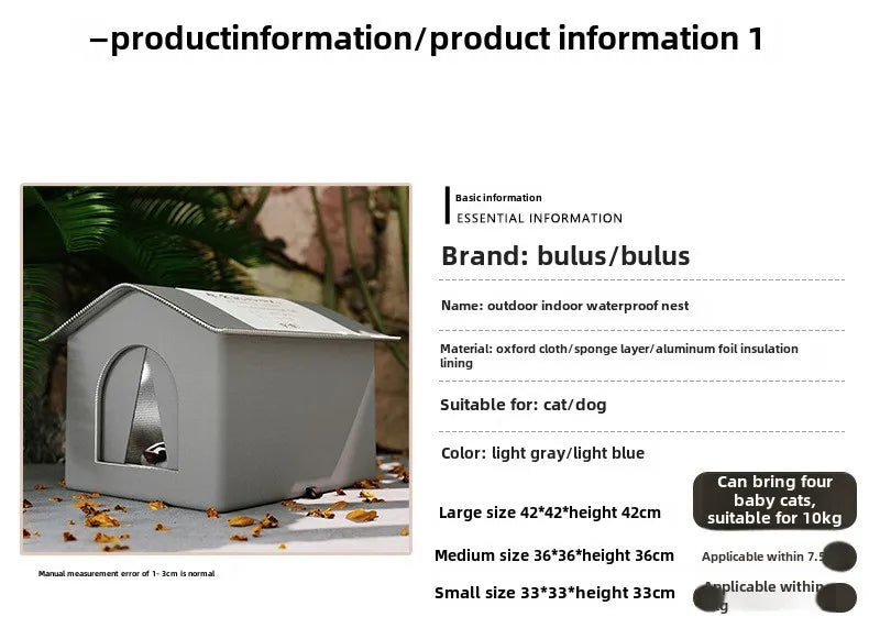 Waterproof Outdoor Pet House Stray Cats & Dogs