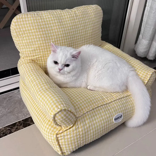 Checkered Removable Pet Sofa Bed - All-Season Cat & Dog House