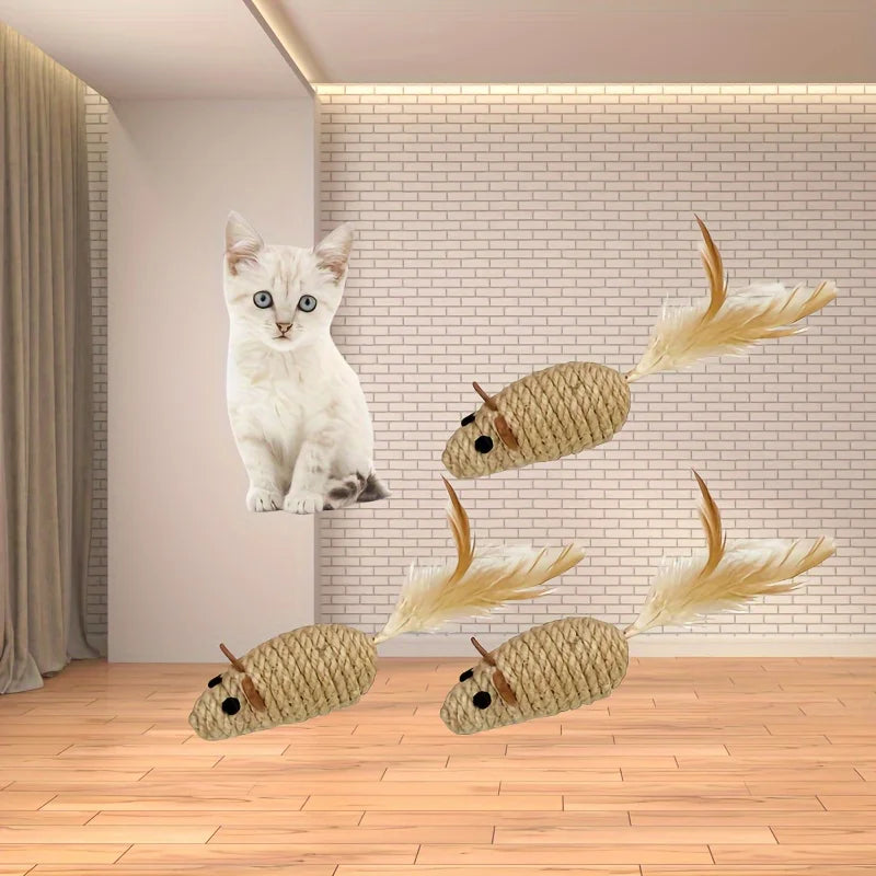 Sisal Mouse Cat Toy – Bite - Resistant Interactive Plush (1/4pcs) - WTN Essentials