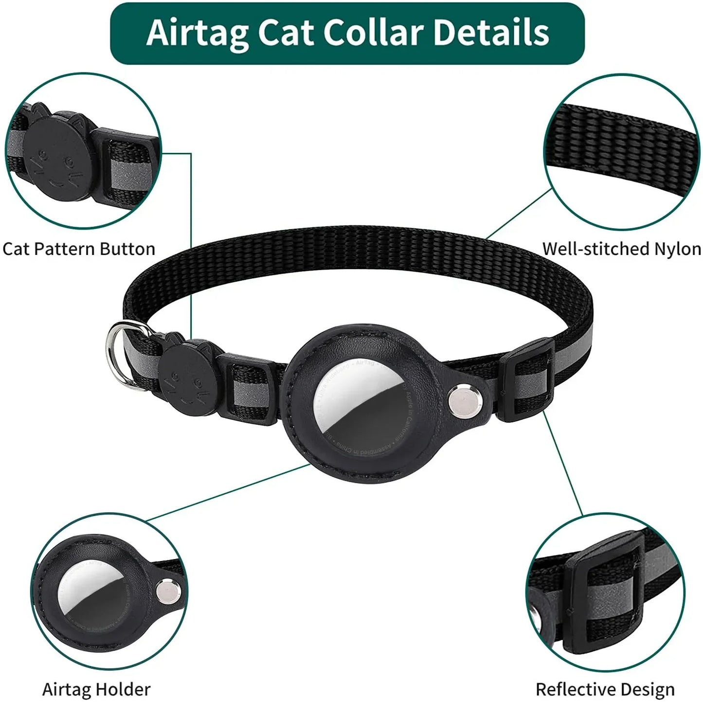 Dog Cat AirTag Collar Reflective Breakaway