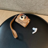Cute Anime 3D Pilot Dog Cartoon Soft Leather Earphone Case