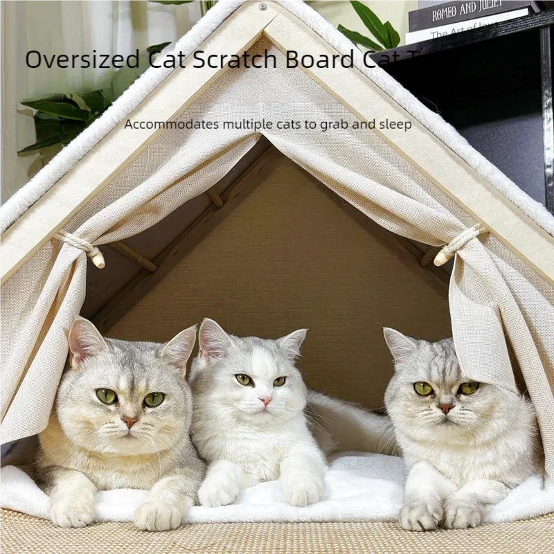 Cat Tent Villa - All-Season Dual-Use Wooden Bed & Cozy House - Purrfect Pet Kingdom