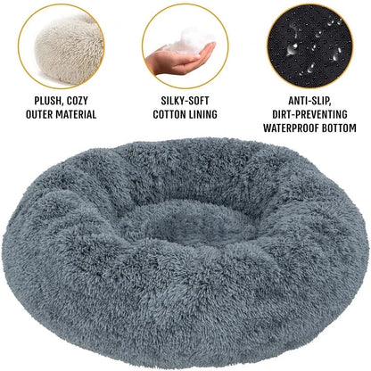 Super Soft Pet Cat Bed - Plush Donut Calm Bed Washable Sleeping Artifact