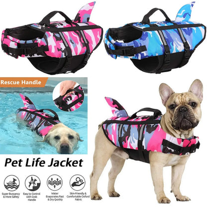 Shark Fin Dog Life Vest - Camouflage Swimwear - Pets - THRIXINE