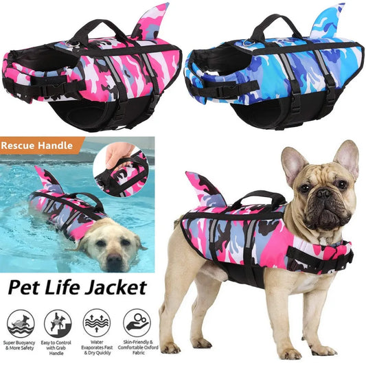 Shark Fin Dog Life Vest - Camouflage Swimwear - Pets - THRIXINE