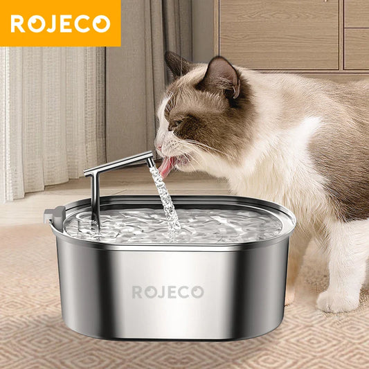 ROJECO Stainless Steel Cat Water Fountain Automatic Cat