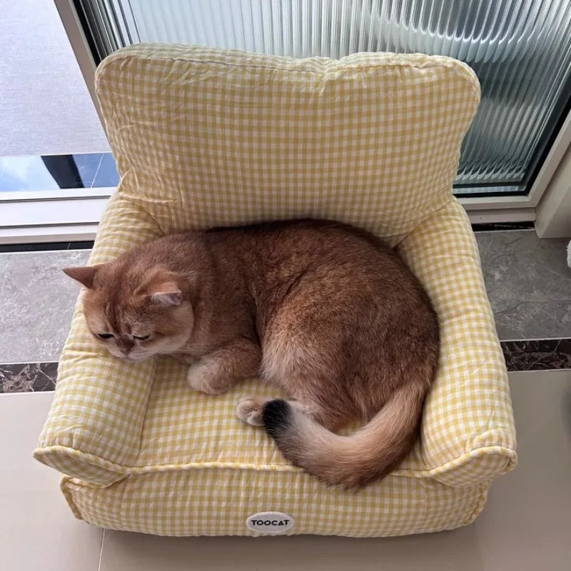 Checkered Removable Pet Sofa Bed - All-Season Cat & Dog House