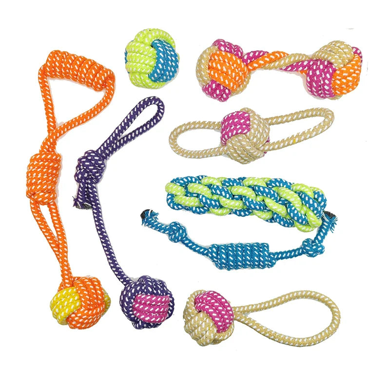 Interactive Cotton Rope Dog Toy – Mini Ball for Chewing & Cleaning - WTN Essentials