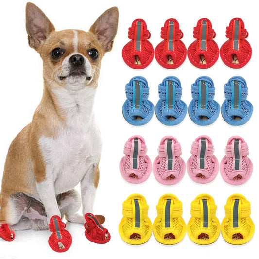 Summer Dog Shoes for Small Dogs - Breathable Reflective Outdoor Sandals