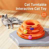 3 Layer Interactive Cat Toy Tower with Colorful Balls Mental