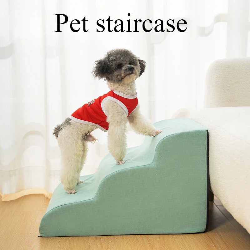 Pet 2/3 Step Stairs Ramp – Soft Memory Foam Dog & Cat Ladder | Removable & Washable Training Pet Ramp