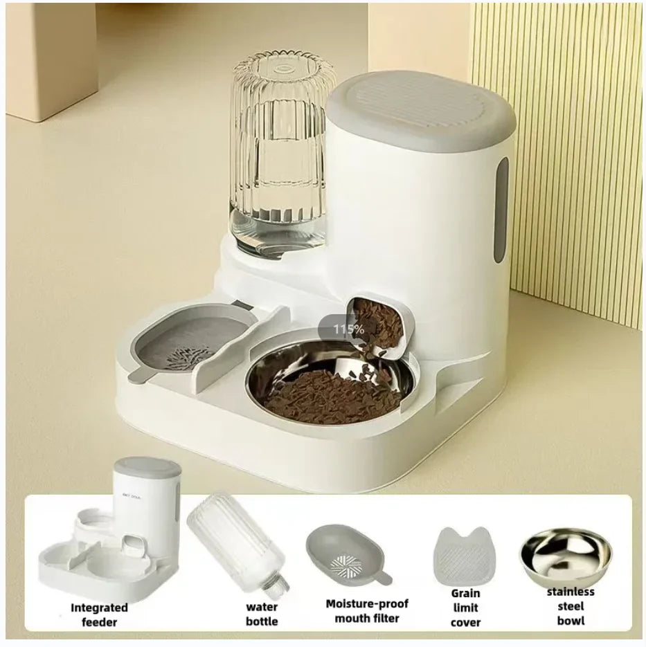 Cat Bowl Automatic Feeder - Water Dispensers Integrated Food Basin for Dogs