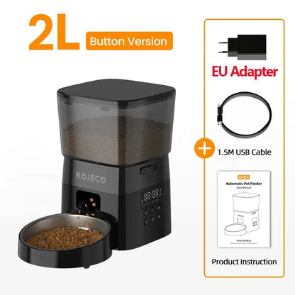 ROJECO Automatic Pet Feeder Button Version Auto Cat Food