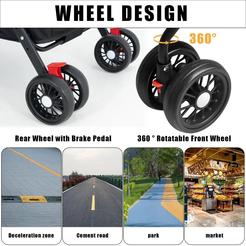 Lightweight Pet Stroller - Foldable Travel Stroller for Small Dogs & Cats