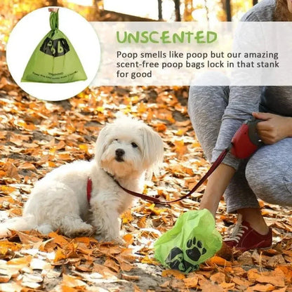 Biodegradable dog poop bags, large waste bag for dogs and cats, clean bag dispenser for outdoor home, pet supplies, 15 bags/roll - Purrfect Pet Kingdom
