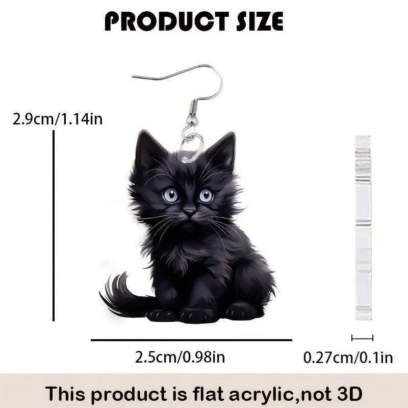Y2K Black Cat Dangle Earrings - Acrylic - Purrfect Pet Kingdom