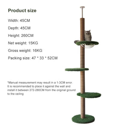Cat Tree Floor To Ceiling Height Adjustable Tall 🐱