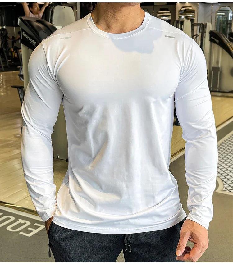 Men's Sports Fitness Long Sleeve Outdoor Badminton Quick Dry Training Shirt Casual Thin Running Top Bodybuilding Sportswear