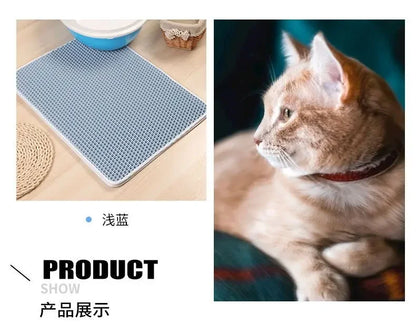 Cat Litter Mat Double Layer Waterproof - Non-Slip Washable Clean Pad with Gift
