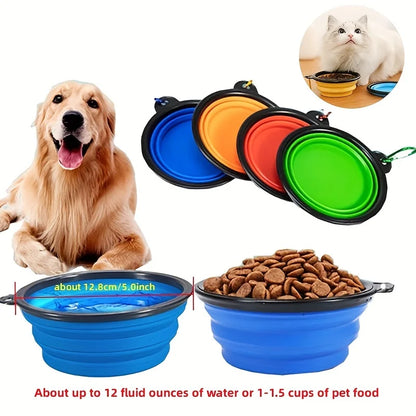 Portable Pet Food Bowl - Collapsible Silicone Travel Water Food Bowl