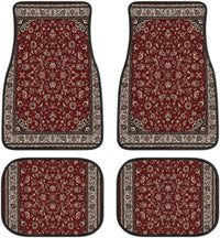 Rust Red Paisley Rug 4 Pieces Car Floor Mats Car Carpets Full Sets Universal Fit for SUV, Vans, Sedans, Trucks All Weather