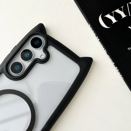 Magnetic Magsafe Case For Galaxy S25 Plus Lovely Cat Ear