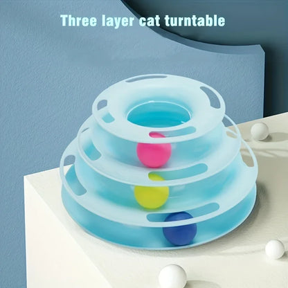 3 Layer Interactive Cat Toy Tower With Colorful Balls Mental