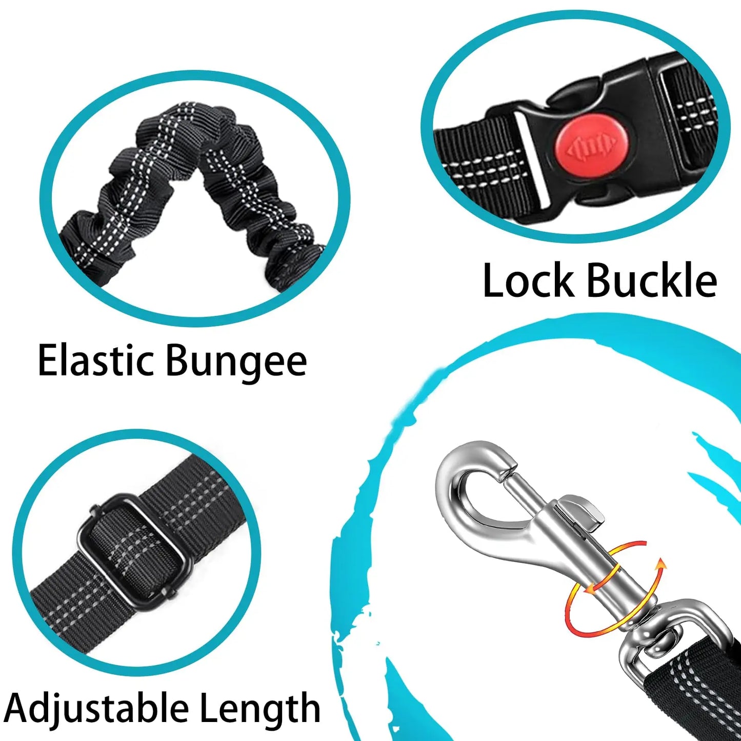 Heavy-Duty Adjustable Dog Car Seat Belt, Durable Pet Leash