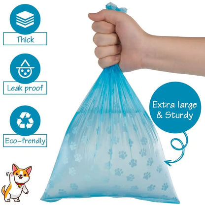 Pet Poop Bags Disposable Dog Perros Waste Bag Bulk Poop 5 Roll(75Pcs) Bags with Paw Prints Clean Pick Up Tools Pet Items - Purrfect Pet Kingdom