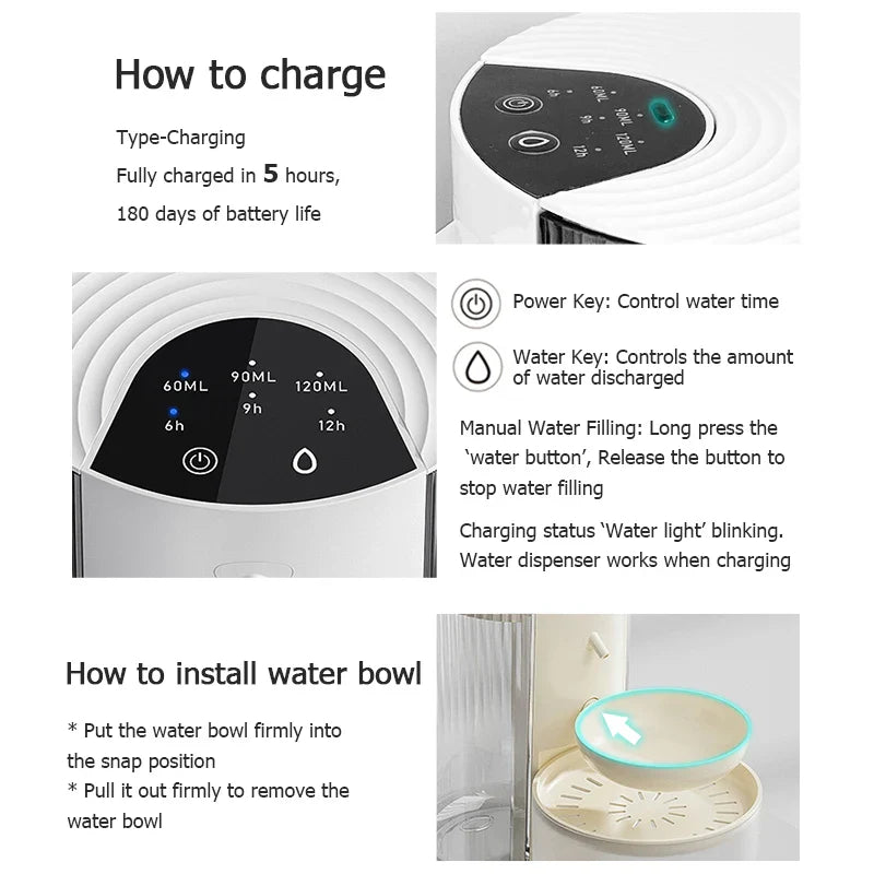 Cat Bed 3L Wireless Automatic Water Fountain Rechargeable - gallery product image for cat bed