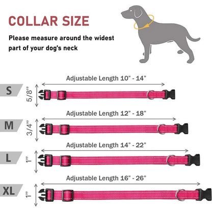 Dog Collar Reflective Nylon Safety Adjustable 🦺