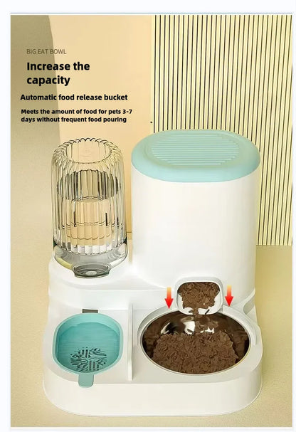 Cat Bowl Automatic Feeder - Water Dispensers Integrated Food Basin for Dogs