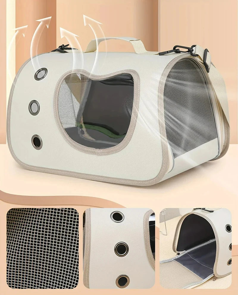 Portable Pet Carrier - Breathable Travel Comfort for Small Pets