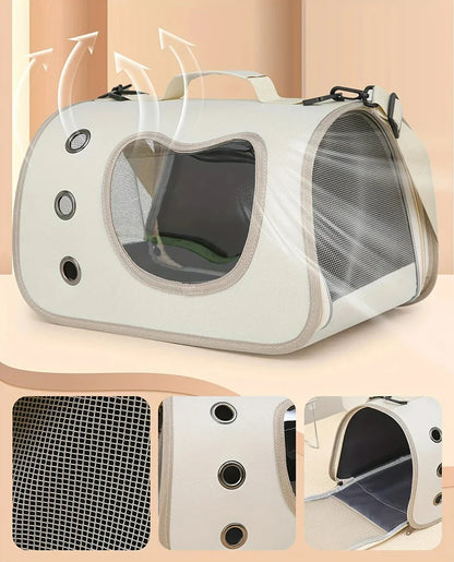 Portable Pet Carrier - Breathable Travel Comfort for Small Pets