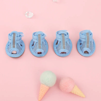 Summer Dog Shoes for Small Dogs - Breathable Reflective Outdoor Sandals