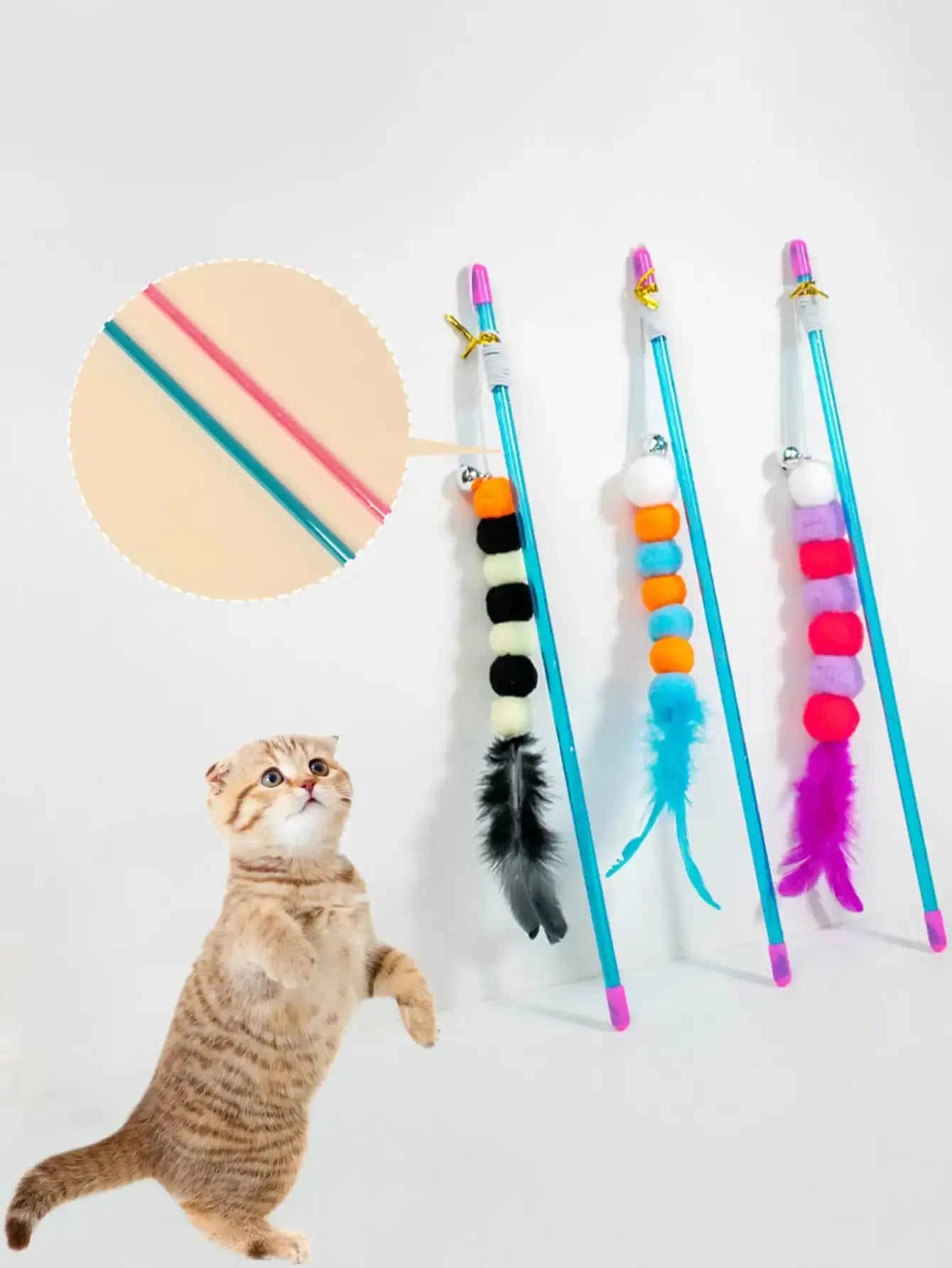Elastic String Cat Teaser Wand with Faux Fur Bug - WTN Essentials