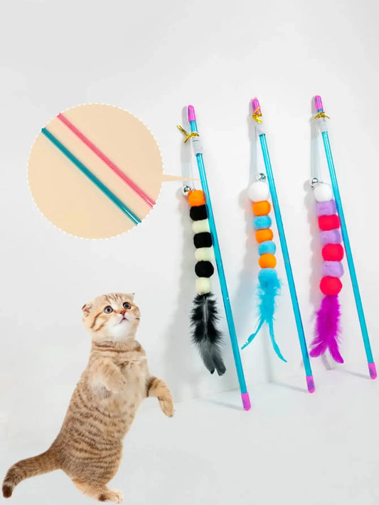 Elastic String Cat Teaser Wand with Faux Fur Bug - WTN Essentials