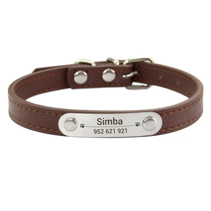 Personalized Dog Collar - Engraved ID Leather Collar
