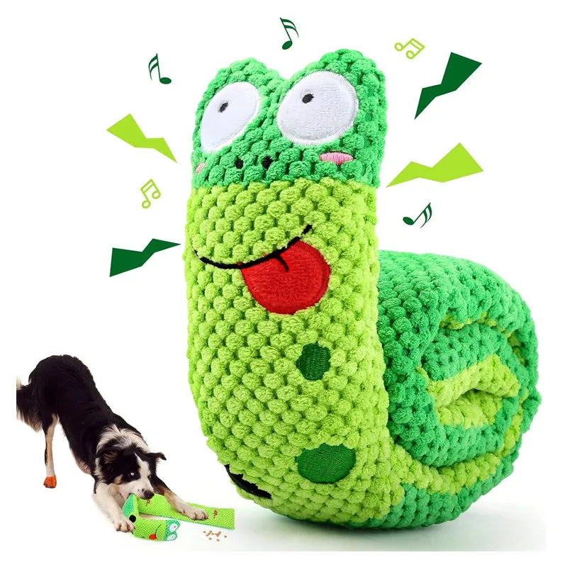 Dog Puzzle Feeder Plush Snail – Interactive Squeaky Chew Toy for Puppies & Dogs - WTN Essentials