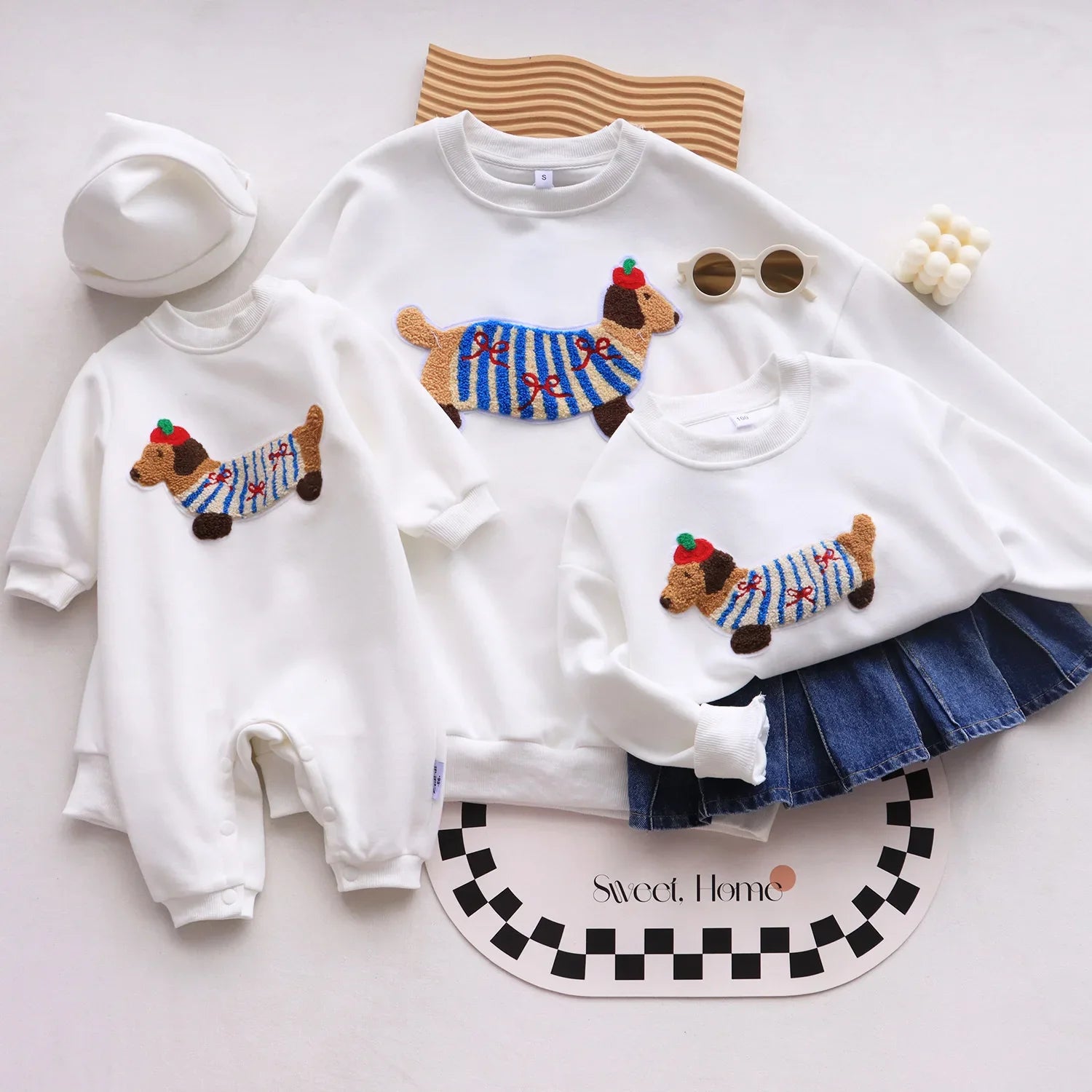 Family Funny Sweatshirt Cute Dog Print - Parent-Child Matching Clothes Father Mother Daughter Son - Purrfect Pet Kingdom