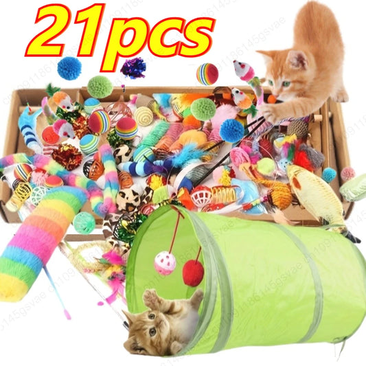 21pcs Cat Toys Tunnel Set Foldable Play Kit 🐱