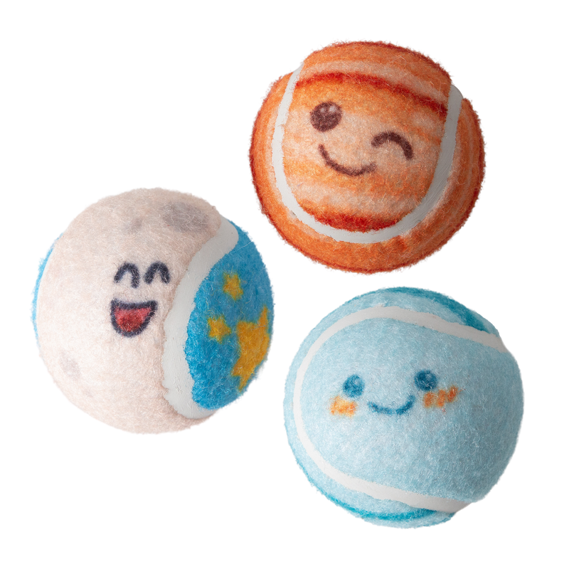 Deep Space 3pk Squeaky Tennis Balls - Purrfect Pet Kingdom