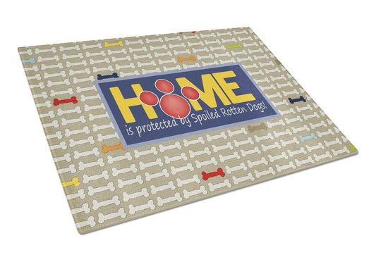 Home is protected by spoiled rotten dogs Glass Cutting Boards – Durable, Decorative Kitchen Art Large Size SB3053LCB
