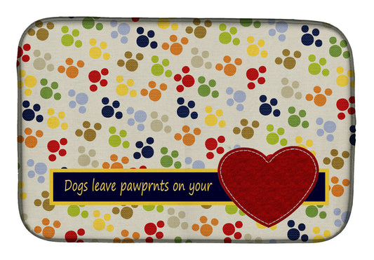 Dogs leave pawprints on your heart Dish Drying Mat – Absorbent, Artistic Kitchen Essentials SB3054DDM