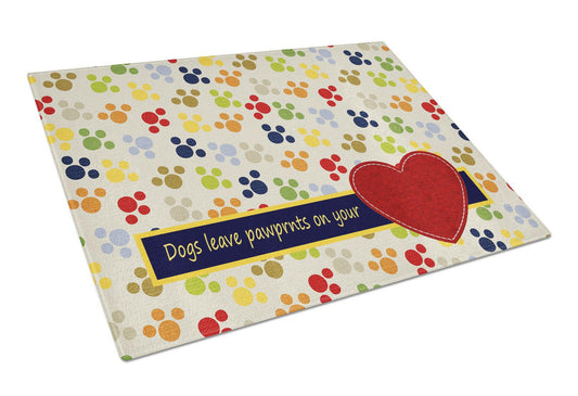 Dogs leave pawprints on your heart Glass Cutting Boards – Durable, Decorative Kitchen Art Large Size SB3054LCB
