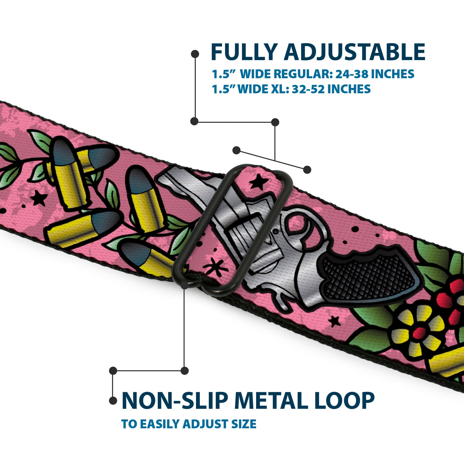 BD Wings Logo CLOSE - UP Full Color Black Silver Seatbelt Belt - Born to Raise Hell CLOSE - UP Pink Webbing - Seatbelt Belts - Buckle - Down